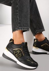 Czarno-Białe Sneakersy Moniera. Czarne obuwie sportowe damskie Renee, z bawełny, bez zapięcia. Za 79.99 zł.