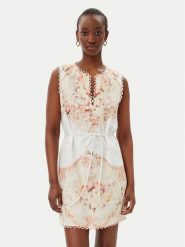 TWINSET Sukienka letnia 251TT2441 Beżowy Regular Fit. Brązowe sukienki damskie Twinset, bez wzorów, ze lnu, bez ramiączek. Za 1,039.00 zł.