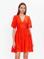 TWINSET Sukienka letnia 231TT2301 Pomarańczowy Regular Fit. Brązowe sukienki damskie Twinset, bez wzorów, z bawełny, bez ramiączek. Za 569.99 zł.