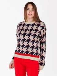 KEY LARGO Sweter "Check" w kolorze beżowo-czarnym rozmiar: XS. Brązowe swetry klasyczne damskie KEY LARGO, xs, bez kołnierzyka. Za 90.69 zł.