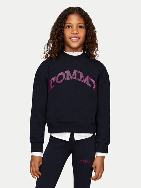 Tommy Hilfiger Bluza KG0KG08187 Granatowy Regular Fit. Niebieskie bluzy dziewczęce Tommy Hilfiger, bez wzorów, z syntetyku, bez ramiączek, bez kaptura. Za 189.99 zł.