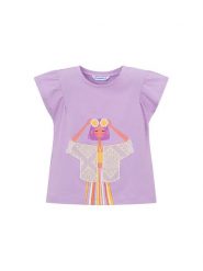 Mayoral Top 3007 Fioletowy Regular Fit. Fioletowe koszulki i t-shirty dziewczęce Mayoral, bez wzorów, z bawełny, bez kołnierzyka, bez ramiączek. Za 79.99 zł.