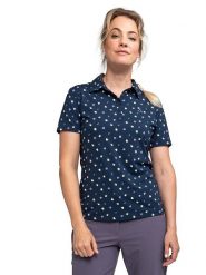 Schöffel Koszulka funkcyjna polo w kolorze granatowym rozmiar: 34. Niebieskie koszulki damskie Schöffel, bez wzorów, z materiału, bez kołnierzyka, bez ramiączek. Za 87.81 zł.