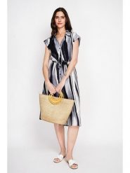 Le Jardin du Lin Sukienka w kolorze czarno-szarym rozmiar: 38. Czarne sukienki damskie Le jardin du lin, bez wzorów, z tkaniny, bez ramiączek. Za 130.99 zł.