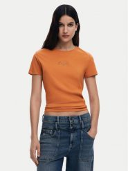 Desigual T-Shirt 25SWTK15 Pomarańczowy Regular Fit. Brązowe t-shirty damskie Desigual, xl, bez wzorów, z bawełny, bez kołnierzyka. Za 69.99 zł.