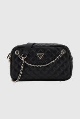 GUESS Czarna kopertówka damska Giully. Czarne torebki wieczorowe damskie Guess, z aplikacjami, ze skóry ekologicznej, bez dodatków. W wyprzedaży za 489.99 zł.