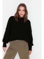 Trendyol Sweter w kolorze czarnym rozmiar: L. Czarne swetry klasyczne damskie Trendyol, l, ze splotem, bez kołnierzyka. Za 88.02 zł.