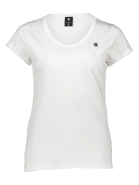 G-Star Koszulka w kolorze białym rozmiar: M. Białe koszulki damskie G-Star, m, bez wzorów, z bawełny, bez kołnierzyka, bez ramiączek. Za 78.66 zł.