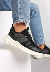 Czarne Sneakersy Sznurowane na Grubej Podeszwie Stephenie. Czarne obuwie sportowe damskie Renee, przed kostkę, bez zapięcia. Za 39.99 zł.
