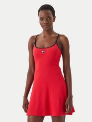 Tommy Jeans Sukienka codzienna DW0DW22335 Czerwony Slim Fit. Czerwone sukienki damskie Tommy Jeans, bez wzorów, z bawełny, bez ramiączek. Za 329.99 zł.