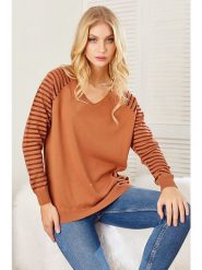 Milan Kiss Sweter w kolorze brązowym rozmiar: S. Brązowe swetry klasyczne damskie Milan Kiss, s, z bawełny, bez kołnierzyka. Za 105.38 zł.