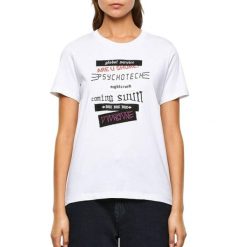 Koszulka turystyczna damska Diesel Sily. Białe koszulki sportowe damskie Diesel, bez wzorów, z bawełny, bez ramiączek. Za 194.70 zł.