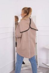 Bluza ocieplana z suwakiem z tyłu ciemno beżowa. Brązowe bluzy damskie KESI, l, bez wzorów, z bawełny, bez kaptura. Za 238.37 zł.