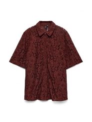 Vero Moda Bluzka w kolorze bordowym rozmiar: XL. Czerwone bluzki damskie Vero Moda, xl, bez wzorów, z koronki, bez kołnierzyka, bez ramiączek. Za 129.95 zł.