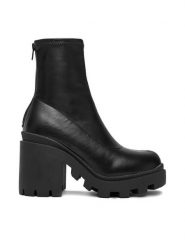 DeeZee Botki ZB362-2 Czarny. Czarne botki damskie DeeZee, z materiału, bez obcasa, na słupku, bez zapięcia. Za 179.99 zł.
