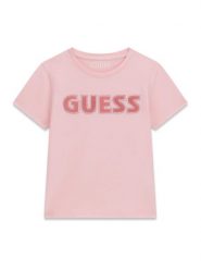 Guess T-Shirt J6YI12 2K4421 Różowy Regular Fit. Czerwone koszulki i t-shirty dziewczęce Guess, z aplikacjami, z bawełny, bez kołnierzyka, bez ramiączek. Za 114.99 zł.