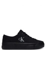 Calvin Klein Sneakersy Vulc Flatform Low Canvas Mg YW0YW01763 Czarny. Czarne obuwie sportowe damskie Calvin Klein, z materiału, bez zapięcia. Za 329.99 zł.