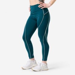 Legginsy fitness damskie Domyos wysoki stan. Białe legginsy damskie DOMYOS, l, z aplikacjami, z materiału. Za 119.99 zł.