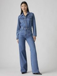 Levi's Kombinezon dżinsowy w kolorze niebieskim rozmiar: M. Niebieskie kombinezony damskie Levi's, m, bez wzorów, z bawełny, bez kołnierzyka, bez ramiączek. Za 174.10 zł.