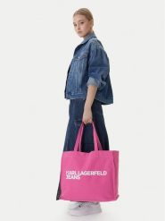 Karl Lagerfeld Jeans Torebka A1W50002 Bordowy. Czerwone shopper bag Karl Lagerfeld Jeans, bez wzorów, z jeansu, bez dodatków. Za 259.99 zł.