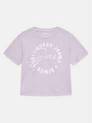 Guess T-Shirt J4GI30 K8HM4 Fioletowy Boxy Fit. Fioletowe koszulki i t-shirty dziewczęce Guess, z aplikacjami, z bawełny, bez kołnierzyka, bez ramiączek. Za 69.99 zł.