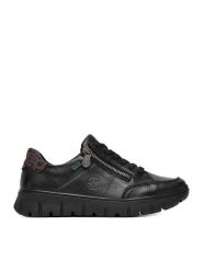 Rieker Sneakersy N1301-01 Czarny. Czarne obuwie sportowe damskie Rieker, ze skóry, bez zapięcia. Za 419.99 zł.
