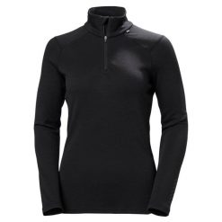 Bluza damska 1/2 zip Helly Hansen Lifa Merino Midweight. Czarne bluzy damskie Helly Hansen, bez wzorów, bez kaptura. Za 429.95 zł.