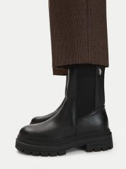 U.S. Polo Assn. Botki EO-SVETA003W/GYE1 Czarny. Czarne botki damskie U.S. Polo Assn., ze skóry, bez obcasa, na płaskiej podeszwie, bez zapięcia. Za 299.99 zł.