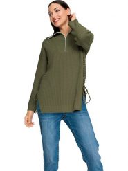 Heine Sweter w kolorze khaki rozmiar: 34. Brązowe swetry klasyczne damskie Heine, z wełny, bez kołnierzyka. Za 52.67 zł.