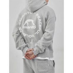 MANTO bluza z kapturem LABEL 25 OVERSIZE melanż. Szare bluzy damskie MANTO, bez wzorów, z kapturem. Za 299.00 zł.