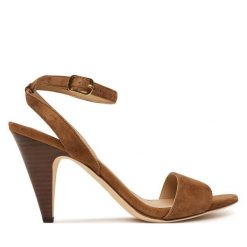 Sandały LAUREN RALPH LAUREN. Brązowe sandały damskie Lauren Ralph Lauren, bez wzorów, bez obcasa, na słupku, bez zapięcia. Za 769.99 zł.