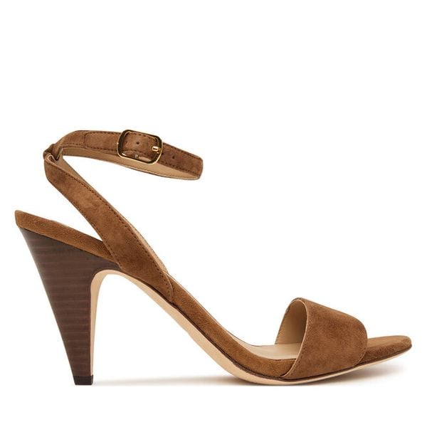 Sandały LAUREN RALPH LAUREN. Brązowe sandały damskie Lauren Ralph Lauren, bez wzorów, bez obcasa, na słupku, bez zapięcia. Za 769.99 zł.