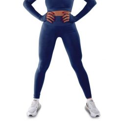 Techniczne legginsy z efektem push-up i idealną sylwetką. Niebieskie legginsy damskie R-EVENGE, s, bez wzorów, z elastanu. Za 195.88 zł.
