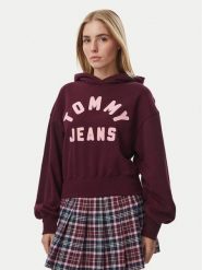 Tommy Jeans Bluza Arch DW0DW23455 Bordowy Oversize. Czerwone bluzy damskie Tommy Jeans, xs, bez wzorów, z bawełny, bez kaptura. Za 489.99 zł.