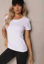 Biały Klasyczny T-shirt z Bawełny Bilena. Białe t-shirty damskie Renee, bez wzorów, z bawełny, bez kołnierzyka. Za 24.99 zł.
