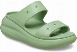 Klapki Dla Dorosłych Crocs Classic Crush. Zielone klapki damskie Crocs, bez wzorów, z materiału, bez obcasa, bez zapięcia. Za 167.99 zł.