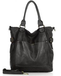 Torebka damska czarna MARCO MAZZINI v7c. Czarne shopper bag bez wzorów, ze skóry, duże, bez dodatków. Za 489.25 zł.