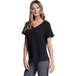 Koszulka damskie Skechers Pima V Neck Tee. Czarne koszulki sportowe damskie Skechers, bez wzorów, z bawełny, bez ramiączek. Za 290.00 zł.