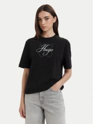 HUGO T-Shirt Dashire_5 50566678 Czarny Relaxed Fit. Czarne t-shirty damskie Hugo, l, bez wzorów, z bawełny, bez kołnierzyka. Za 214.99 zł.