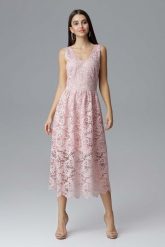 Różowa Rozkloszowana Sukienka Koronkowa na Szerokich Ramiączkach. Czerwone sukienki damskie Figl, bez wzorów, z elastanu, wizytowe, bez ramiączek. Za 399.00 zł.
