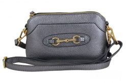 Listonoszka skórzana BARBERINI'S 967/1-46 c. srebrna. Szare shopper bag Barberinis, z aplikacjami, ze skóry, małe, bez dodatków. Za 189.99 zł.