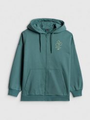 4F Bluza dresowa loose z kapturem damska - turkusowa S. Niebieskie bluzy damskie 4F, s, bez wzorów, z dresówki, z kapturem. Za 199.99 zł.