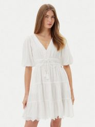 Pepe Jeans Sukienka letnia Day PL953694 Biały Regular Fit. Białe sukienki damskie Pepe Jeans, bez wzorów, z bawełny, bez ramiączek. Za 299.99 zł.