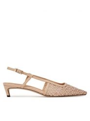 Tommy Hilfiger Czółenka Mono Squared Toe Kitten Slingb FW0FW08746 Beżowy. Brązowe czółenka damskie Tommy Hilfiger, bez wzorów, z materiału, bez obcasa. Za 489.99 zł.
