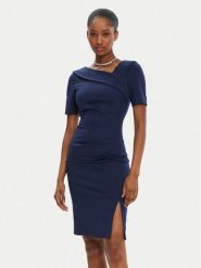 Rinascimento Sukienka koktajlowa CFC0122560003 Granatowy Regular Fit. Niebieskie sukienki damskie Rinascimento, bez wzorów, z syntetyku, wizytowe, bez ramiączek. Za 509.99 zł.