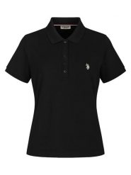 U.S. Polo Assn. Koszulka polo w kolorze czarnym rozmiar: S. Czarne bluzki damskie U.S. Polo Assn., s, bez wzorów, bez kołnierzyka, bez ramiączek. Za 122.67 zł.