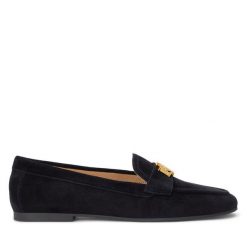 Lordsy LAUREN RALPH LAUREN. Czarne półbuty damskie Lauren Ralph Lauren, bez wzorów, bez obcasa, bez zapięcia. Za 569.99 zł.