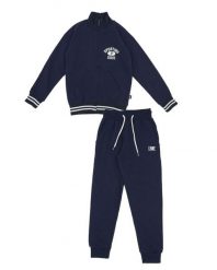 Bluza wytrzymały z pełny zamek błyskawiczny na co dzień. Niebieskie bluzy damskie LEONE 1947 APPAREL, bez wzorów, z dresówki, bez kaptura. Za 105.21 zł.