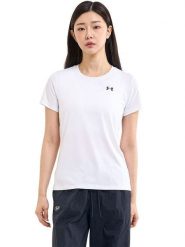 Under Armour Koszulka sportowa "Tech SSC" w kolorze białym rozmiar: XS. Białe koszulki sportowe damskie Under Armour, xs, bez wzorów, z materiału, bez ramiączek, outdoorowe. Za 80.45 zł.