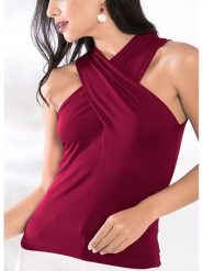 LA Angels Bluzka w kolorze bordowym rozmiar: S. Czerwone bluzki damskie LA Angels, s, bez wzorów, bez kołnierzyka, bez ramiączek. Za 60.99 zł.